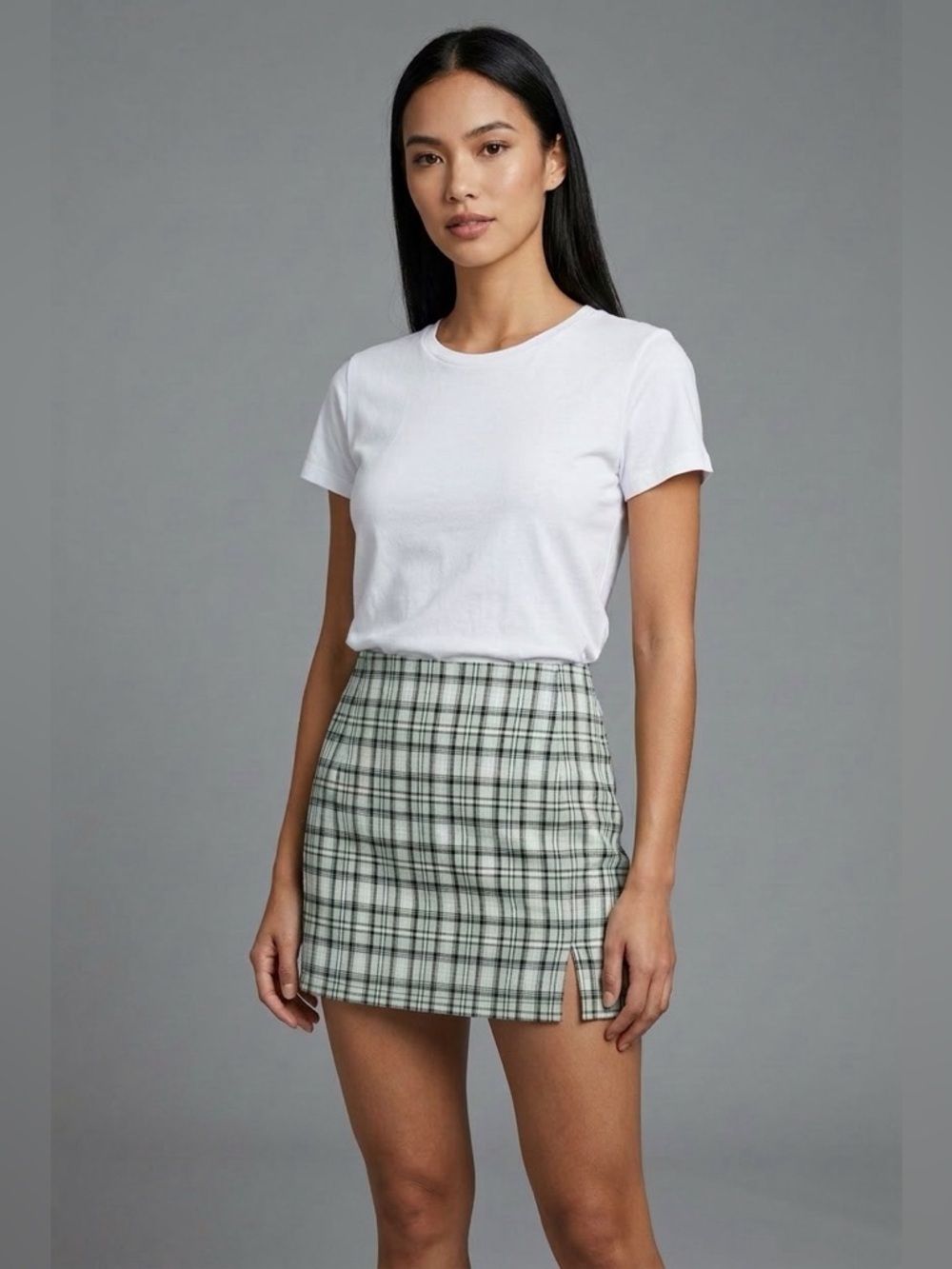 Princess Polly Plaid Mini Skirt US 0 Green Check Schoolgirl Style